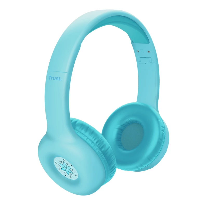 Austiņas TRUST Nouna binaurālās Bluetooth/USB-C vadu un bezvadu, salokāmas, bērniem, zilā krāsā, 4 cm draiveri
