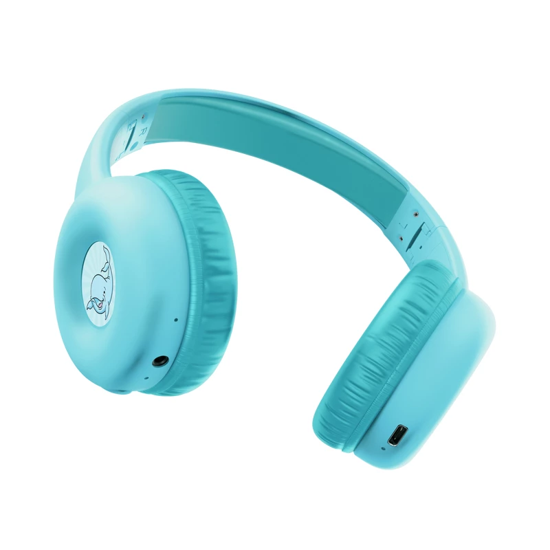 Austiņas TRUST Nouna binaurālās Bluetooth/USB-C vadu un bezvadu, salokāmas, bērniem, zilā krāsā, 4 cm draiveri