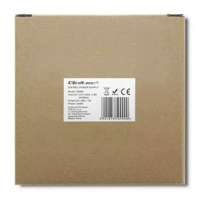DIN rail power supply QOLTEC 50999, 240W, 48V DC, 5A output
