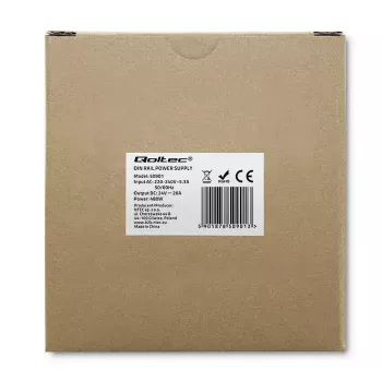 Industriālais DIN sliedes barošanas bloks QOLTEC 50901 — 480W, 24V līdzstrāva, 20A