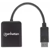 Manhattan DisplayPort 1.2 uz 2 portu DisplayPort 1.2 sadalītājs-hubs ar MST, 4K@30Hz, barošana caur USB-A, video sienas funkcija, melns, MST = vairāku straumju transportēšana, 3 gadu garantija