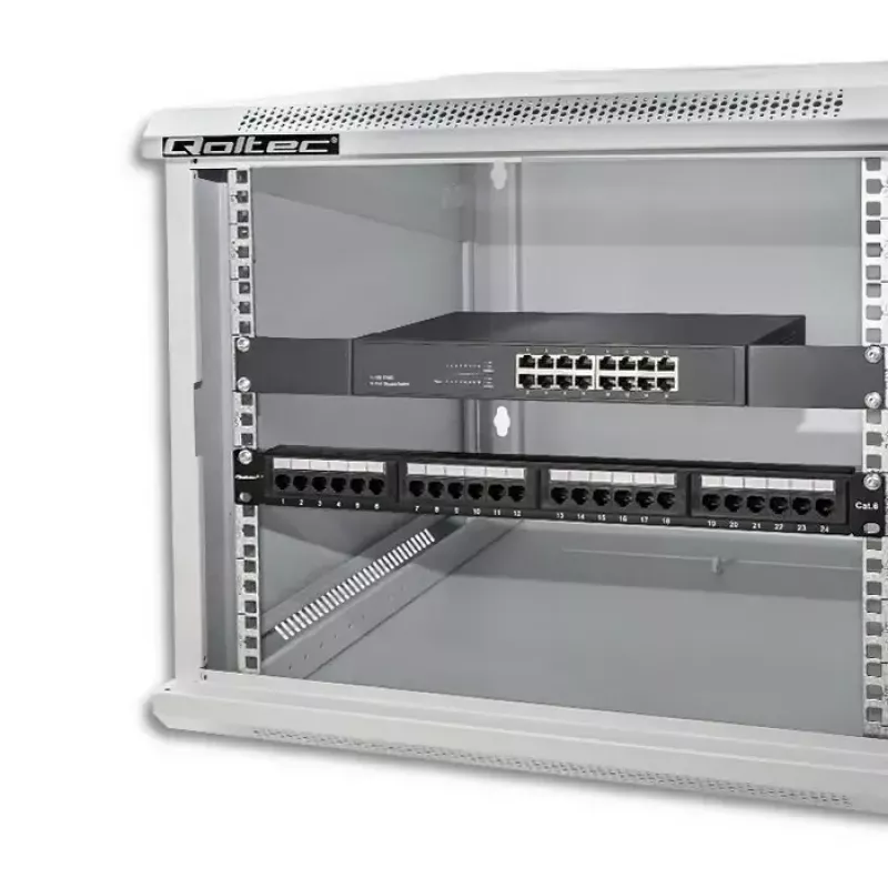 19 collu plauktu skapis QOLTEC 9U modelis 54484, izmēri 600x500x450 mm
