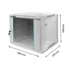 19 collu plauktu skapis QOLTEC 9U modelis 54484, izmēri 600x500x450 mm