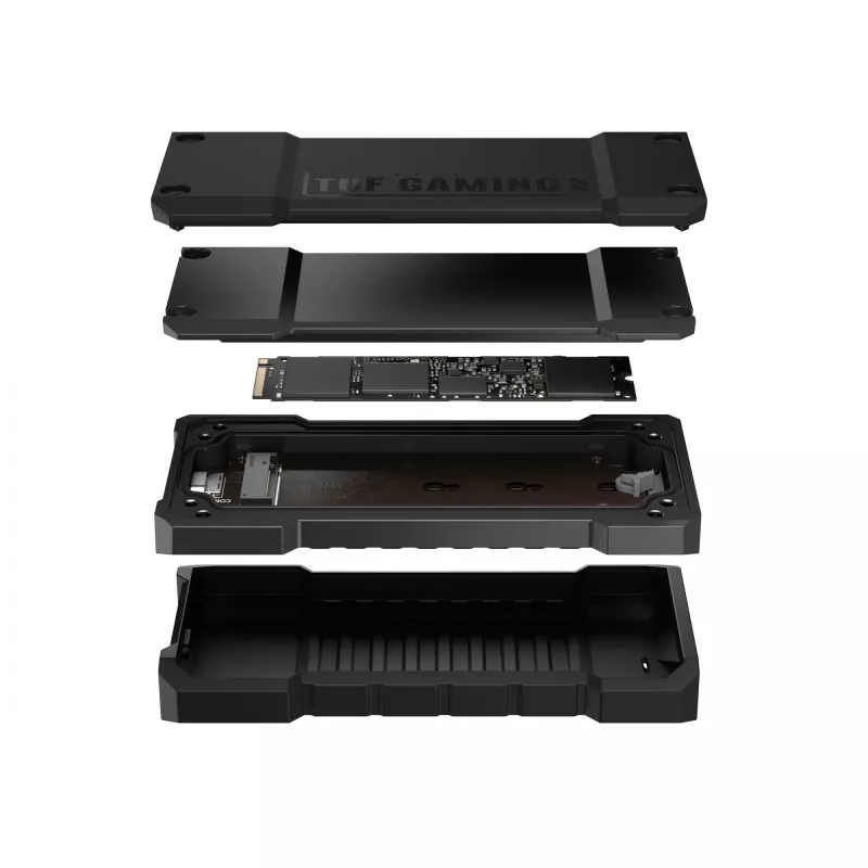 SSD enclosure ASUS TUF Gaming A2 Melns for M.2 PCIe / SATA, USB 3.2 Gen 2x2 20 Gbit/s, up to 4 TB, aluminium, IP68