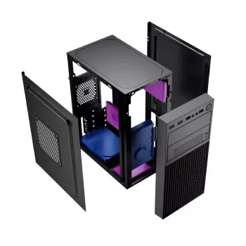 Datora korpuss GEMBIRD Fornax K300 Mini Tower — Mini-ITX/Micro ATX, SPCC, 2,17 kg, USB 3.2, 1×2,5 collu nodalījums, 4 paplašināšanas sloti