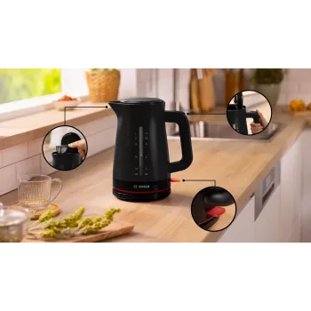Elektriskā tējkanna Bosch MyMoment TWK3M123 — 1,7 L, 2400 W, melna