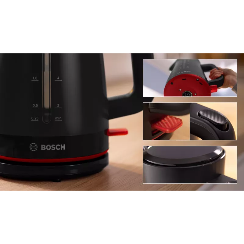 Elektriskā tējkanna Bosch MyMoment TWK3M123 — 1,7 L, 2400 W, melna