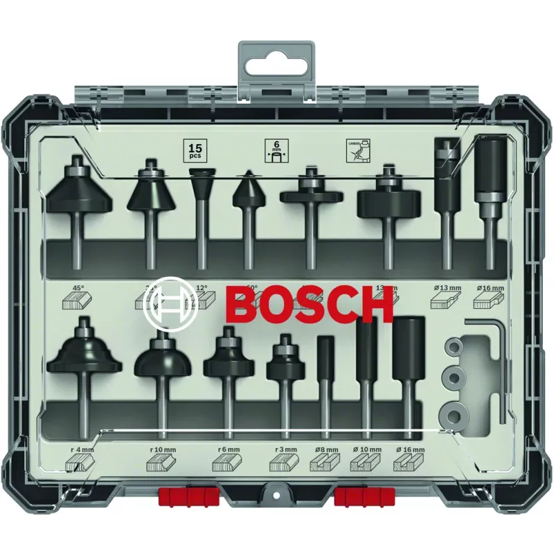 Bosch 2 607 017 471 frēzes uzgalis Uzgaļu komplekts 15 gab.