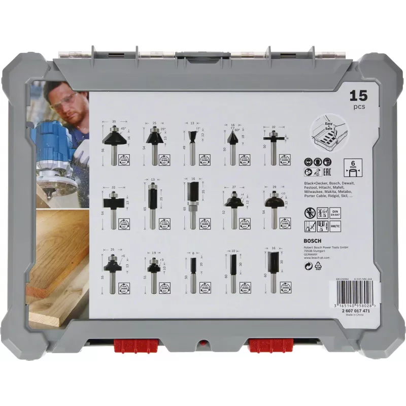Bosch 2 607 017 471 frēzes uzgalis Uzgaļu komplekts 15 gab.