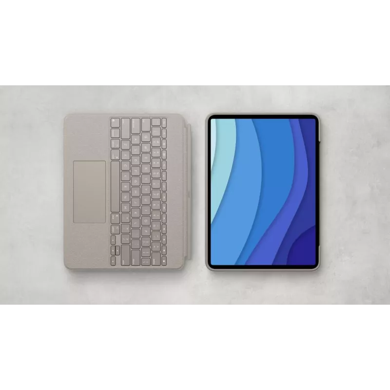 LOGITECH Combo Touch - Sand krāsas iPad Pro 12.9 collām (5. gen.) - ASV starptautiskais Qwerty