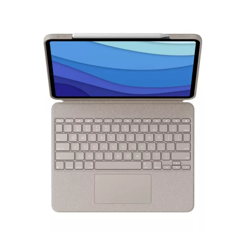 LOGITECH Combo Touch - Sand krāsas iPad Pro 12.9 collām (5. gen.) - ASV starptautiskais Qwerty
