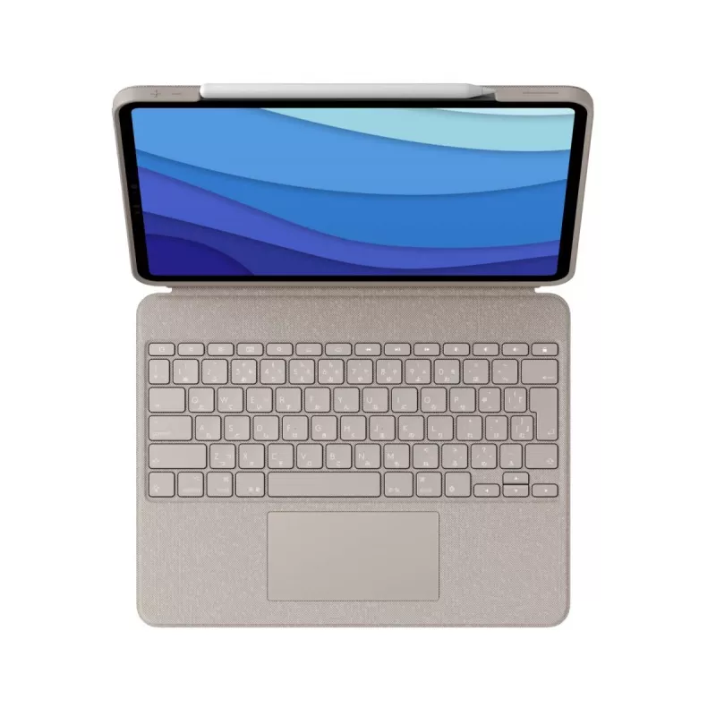 LOGITECH Combo Touch - Sand krāsas iPad Pro 12.9 collām (5. gen.) - ASV starptautiskais Qwerty