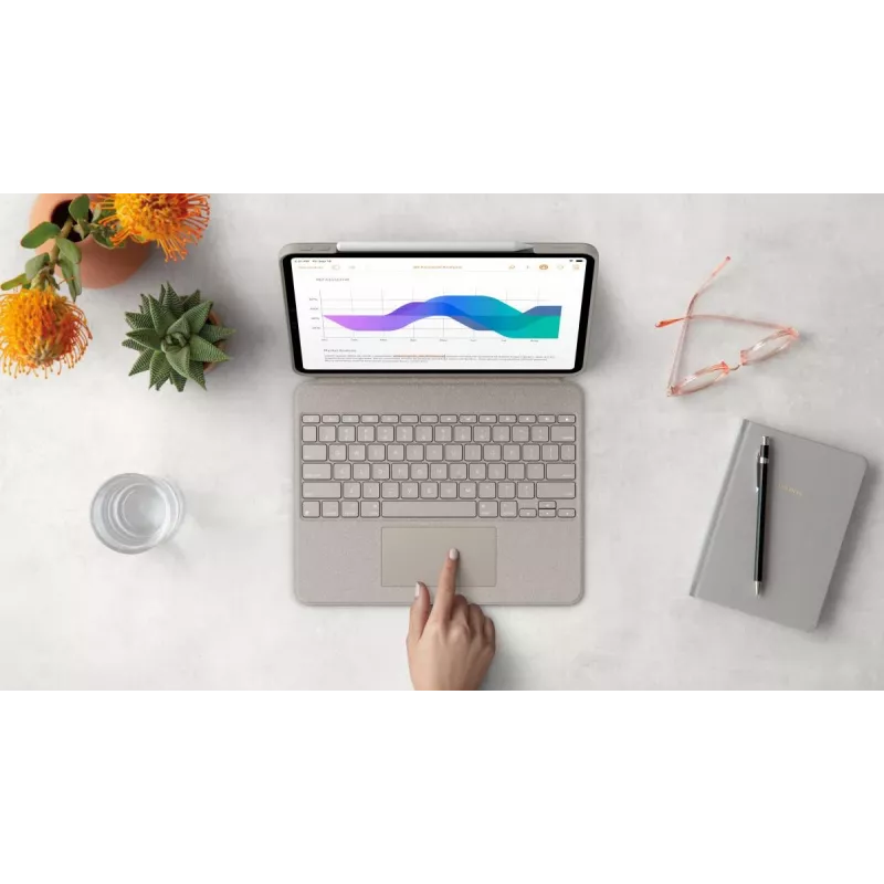LOGITECH Combo Touch - Sand krāsas iPad Pro 12.9 collām (5. gen.) - ASV starptautiskais Qwerty