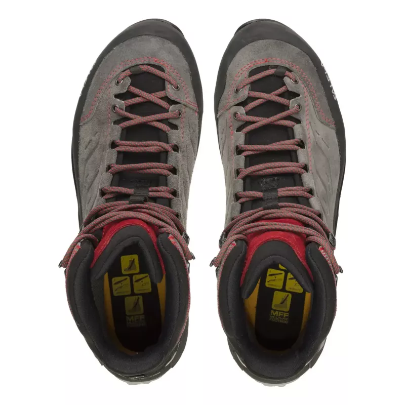 Salewa MTN Trainer Mid GTX vīriešu pieaugušo ogles pelēks sarkans āda zamšs Vibram