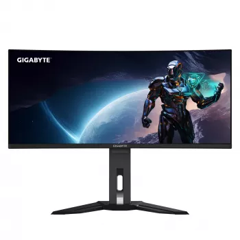 GIGABYTE MO34WQC2 34 collu OLED WQHD izliekts spēļu monitors - 3440 x 1440, 240Hz, 0.03ms, KVM, 250 cd/m², FreeSync Premium Pro, DisplayHDR True Black 400, HDMI 2.1, Displayport 1.4