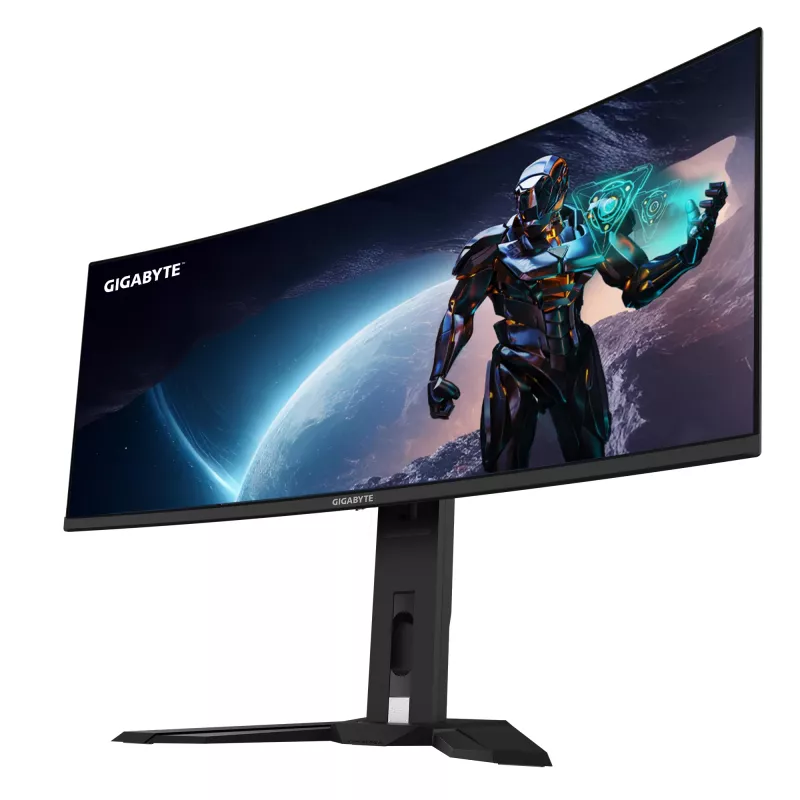 GIGABYTE MO34WQC2 34 collu OLED WQHD izliekts spēļu monitors - 3440 x 1440, 240Hz, 0.03ms, KVM, 250 cd/m², FreeSync Premium Pro, DisplayHDR True Black 400, HDMI 2.1, Displayport 1.4