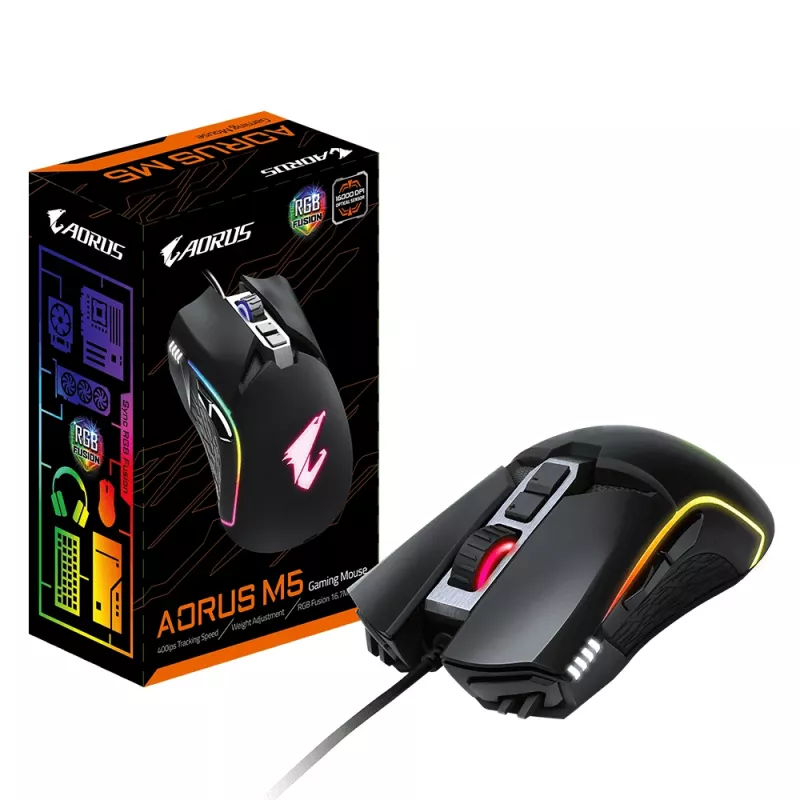 GIGABYTE AORUS M5 pele Spēlēm Labroču USB Tipa-A Optiska 16000 DPI