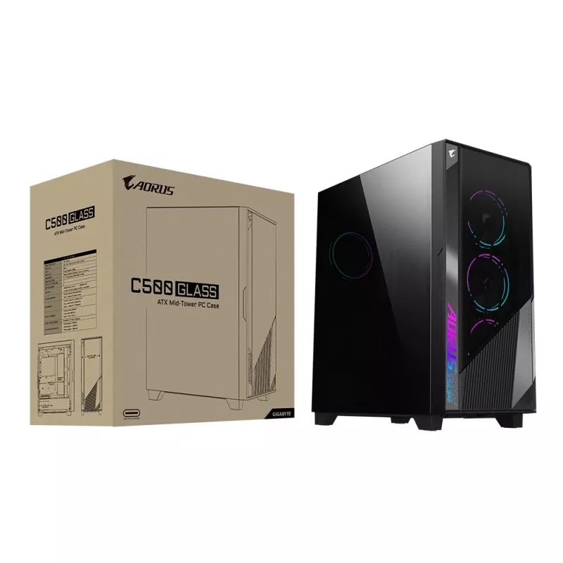 GIGABYTE GB-AC500G datora korpuss Midi Tornis Melns