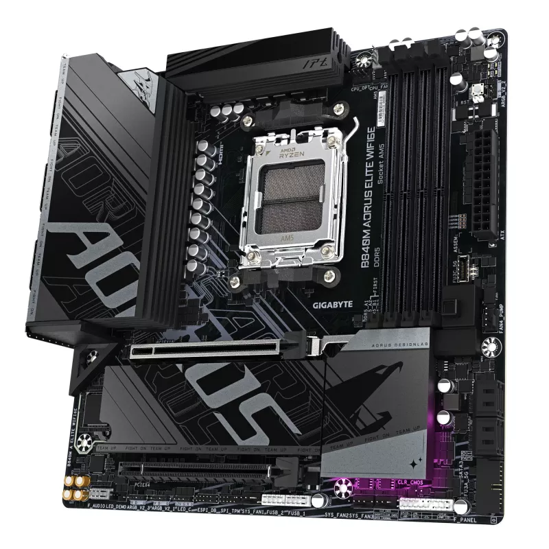 GIGABYTE B840M AORUS ELITE WIFI6E mātesplate - AMD Ryzen 9000 CPU, 10+2+2 fāžu VRM, līdz 8200MHz DDR5(O.C.), 2xPCIe 4.0 M.2, Wi-Fi 6E, 2.5GbE LAN, USB 3.2 Gen 2