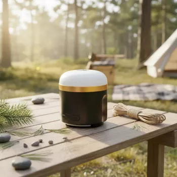 Ar baterijām darbināms kempinga laterna EcoFlow SCLI-B — 400 lm, 3600 mAh, USB‑C ieeja, ABS+TPR korpuss