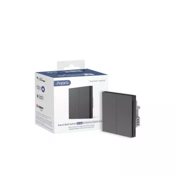 AQARA Smart Wall Switch H1 EU (Bez neitrāles, dubults slēdzis) (WS-EUK02-G), pelēks - Zigbee sienas slēdzis ar dubultu releju
