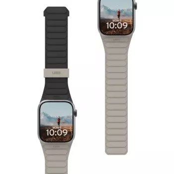 Urban Armor Gear Pathfinder silikona siksniņa Apple Watch, melna/titāna