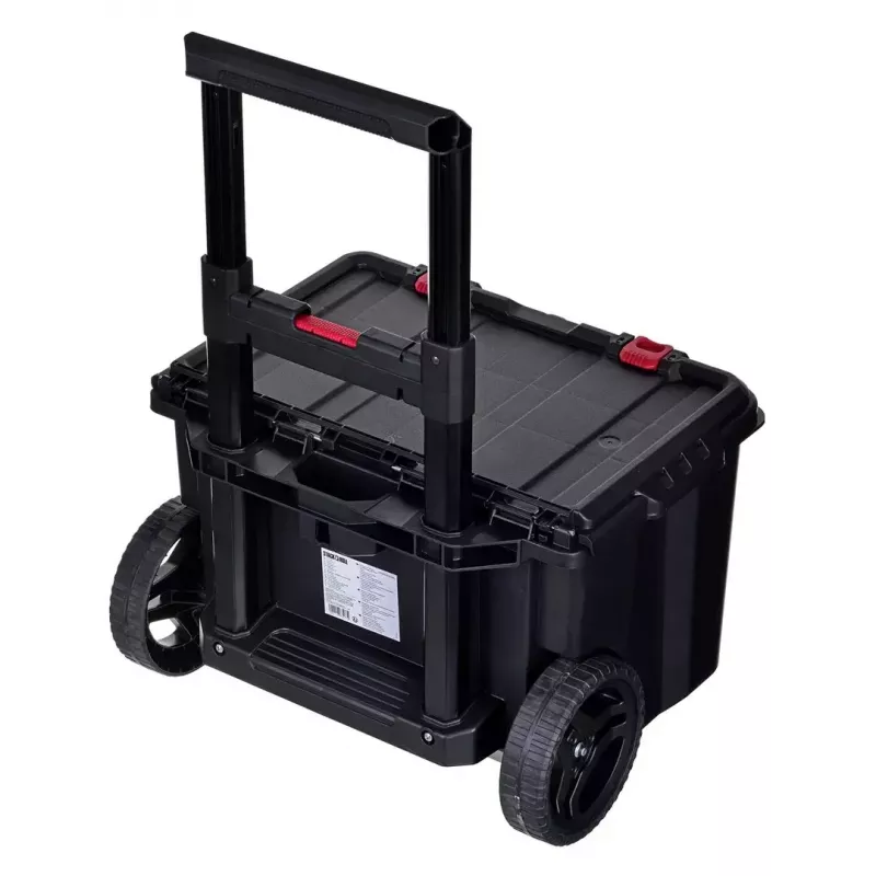Kraujami glabāšanas konteineri Keter 250927 — 3 kraujamu tehno-polimēra organizētāju komplekts ar riteņiem un slēdzeni, 525×694×411 mm, melni