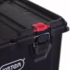 Kraujami glabāšanas konteineri Keter 250927 — 3 kraujamu tehno-polimēra organizētāju komplekts ar riteņiem un slēdzeni, 525×694×411 mm, melni