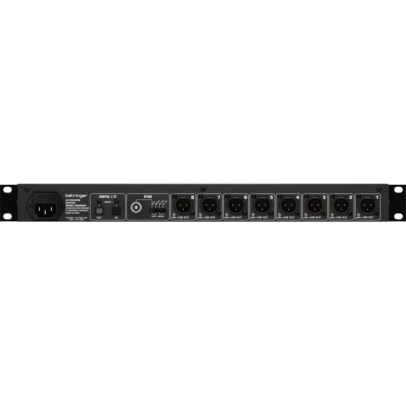 Behringer ULTRAGAIN DIGITAL ADA8200 8 kanālu AD/DA pārveidotājs, 24 biti/48 kHz, XLR I/O, montējams statīvā