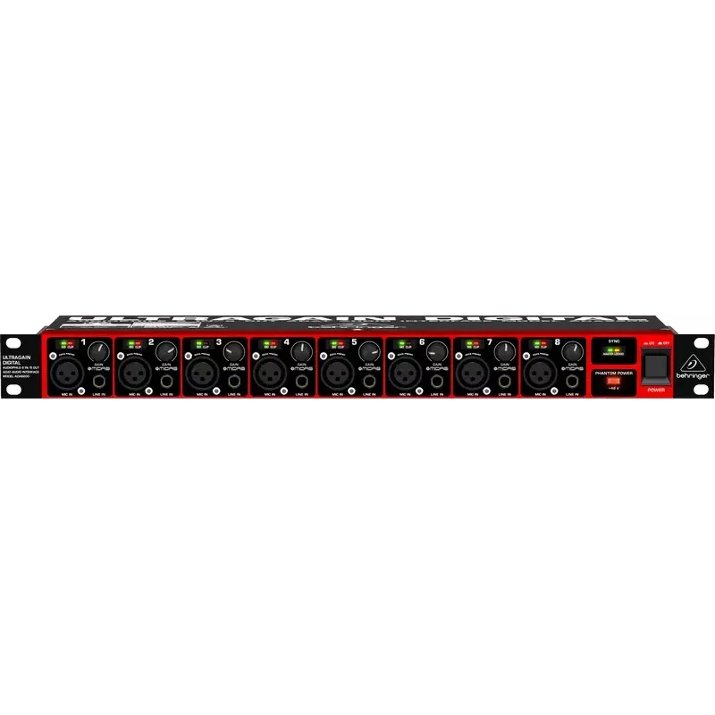 Behringer ULTRAGAIN DIGITAL ADA8200 8 kanālu AD/DA pārveidotājs, 24 biti/48 kHz, XLR I/O, montējams statīvā
