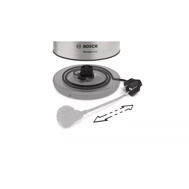 Bosch TWK3P420 elektriskā tējkanna 1,7 L 2400 W Melna, nerūsējošais tērauds
