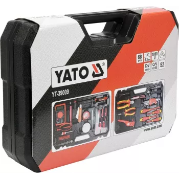Mehāniķa instrumentu komplekts Yato YT-39009 — 68 detaļu komplekts, 1/4 collu piedziņa, melns futrālis