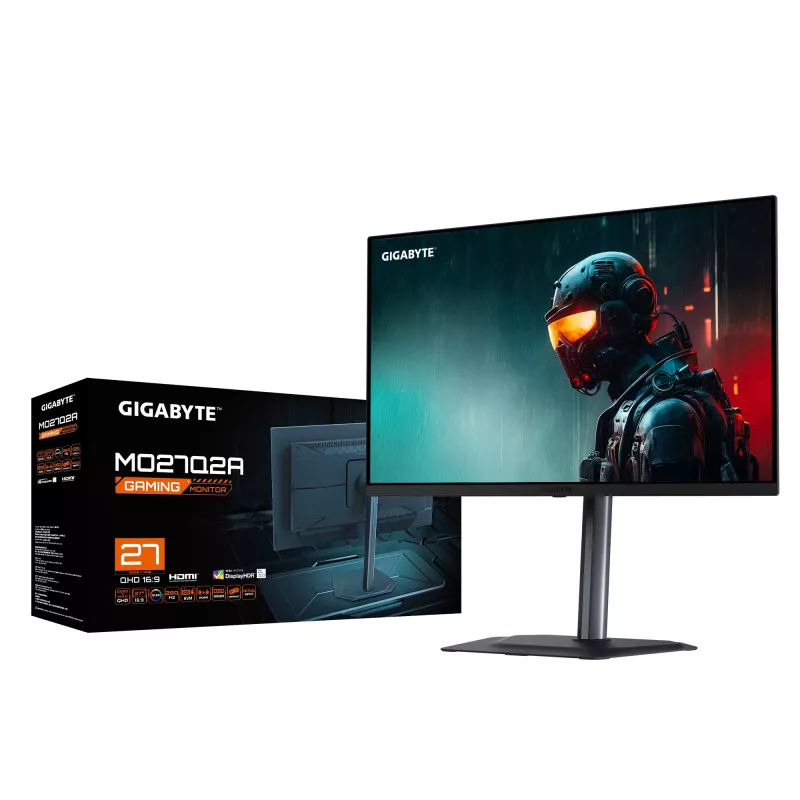 GIGABYTE MO27Q2A 27” OLED 2K QHD spēļu monitors - 2560 x 1440, 280Hz, 0.03ms, 250 cd/m², FreeSync Premium Pro, DisplayHDR True Black 400, HDMI 2.1, Displayport 1.4
