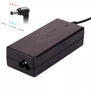 AKYGA klēpjdatora strāvas adapteris - 19V/3.42A, 65W jauda un 5.5 x 2.5 mm spraudnis