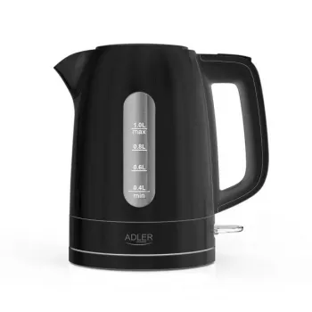Elektriskā tējkanna Adler AD 1380B — 1,7 L, līdz 2200 W, melna, 360° pamatne