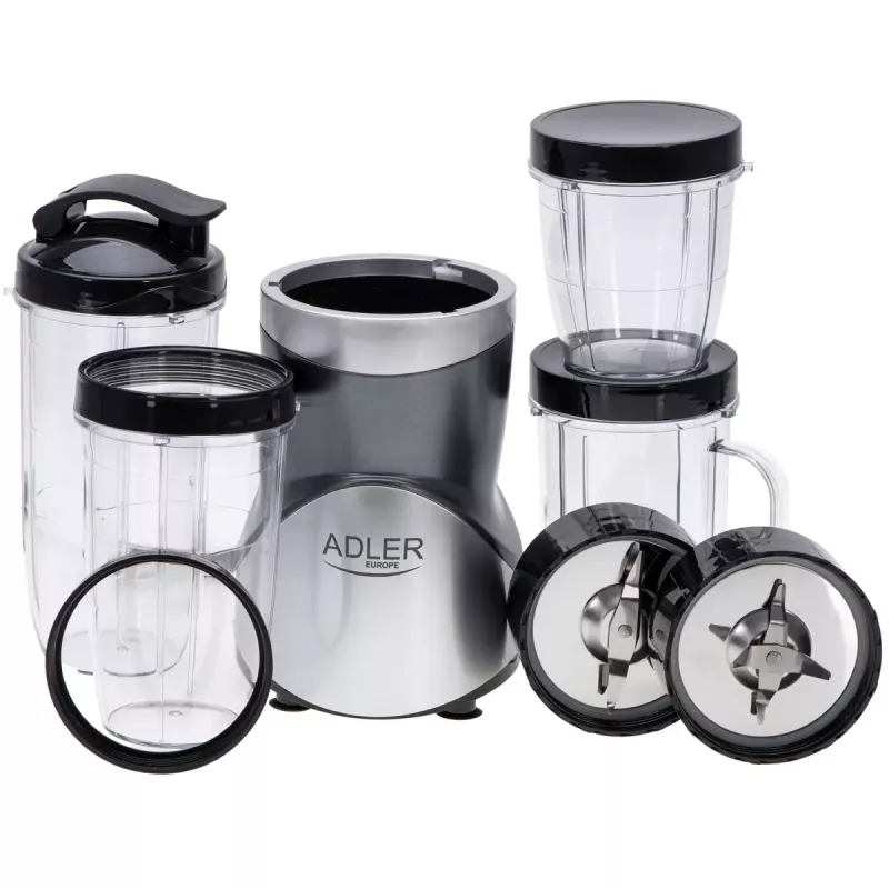 Galda blenderis Adler AD 4084 Smoothie Set — 500 W (maks. 1200 W), 0,7 L stikla trauks, noņemams trauks, melns