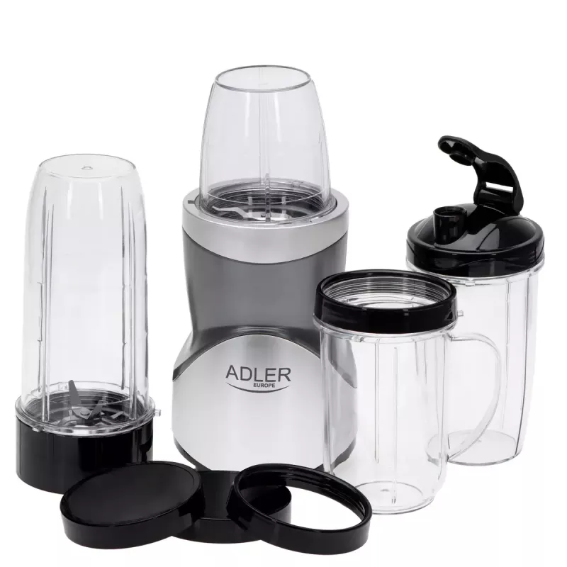 Galda blenderis Adler AD 4084 Smoothie Set — 500 W (maks. 1200 W), 0,7 L stikla trauks, noņemams trauks, melns