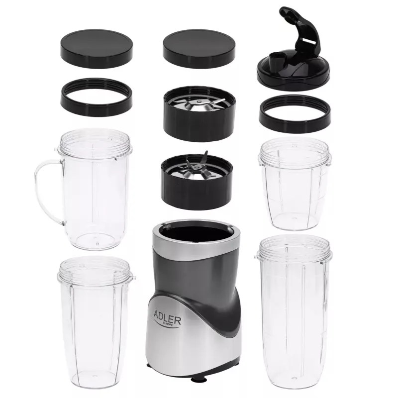 Galda blenderis Adler AD 4084 Smoothie Set — 500 W (maks. 1200 W), 0,7 L stikla trauks, noņemams trauks, melns