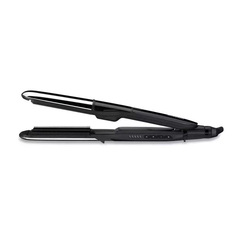 Taisnošanas gludeklis BABYLISS ST496E — tvaika miglas veidotājs, platās keramikas plāksnes 39×100 mm, 150–230°C, 67W, 2,5 m grozāms vads