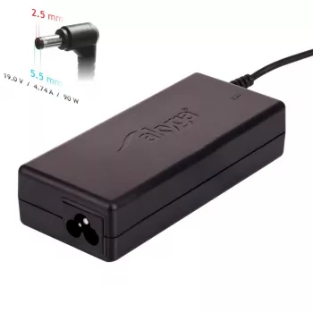 Strāvas adapteris Akyga AK-ND-10 90W 19V 4,74A maiņstrāvas-līdzstrāvas klēpjdatora lādētājs, 1,2 m kabelis, melns