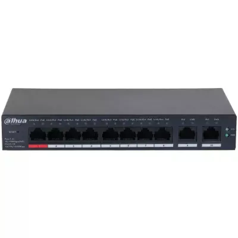 Dahua Technology DH-CS4010-8ET-110 tīkla slēdzis pārvaldīts L2 Fast Ethernet (10/100) Power over Ethernet (PoE) melns
