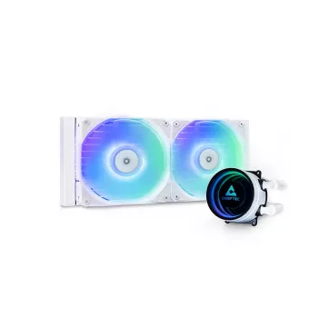 Universāls šķidruma dzesētājs CHIEFTEC ICEBERG 240-RGB-W — 240 mm radiators, 2 x 120 mm RGB ventilatori, balts