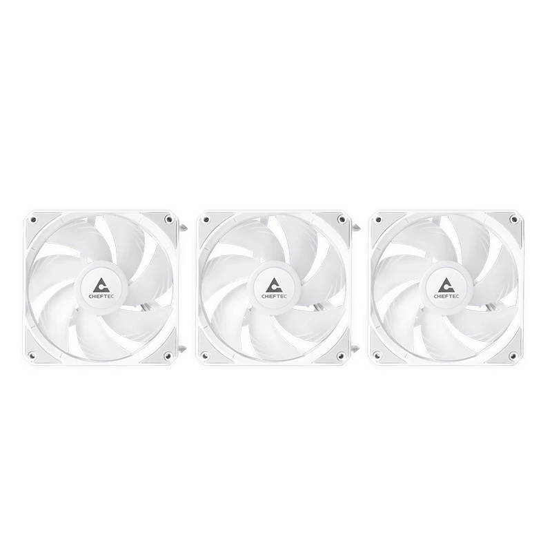 Universāls šķidruma dzesētājs CHIEFTEC CLC-360-RGB-W — 360 mm radiators, 3x 120 mm RGB ventilatori, balts, 40 cm caurules