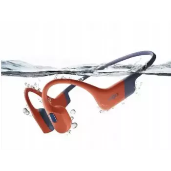 Kaulu vadītspējas austiņas Shokz OpenSwim Pro — binaurālas, IP68 ūdensnecaurlaidīgas, Bluetooth 5.2, darbības laiks līdz 9 stundām, auss āķis, sarkanas