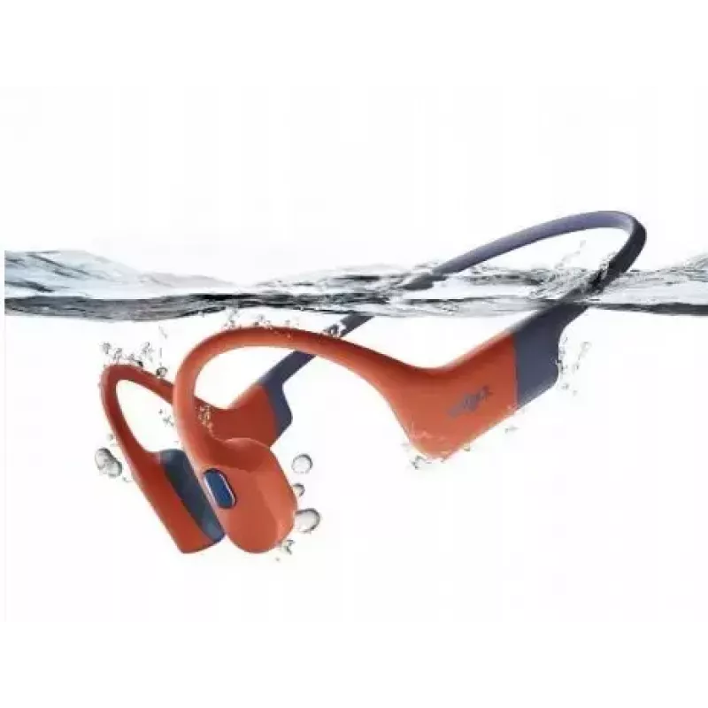 Kaulu vadītspējas austiņas Shokz OpenSwim Pro — binaurālas, IP68 ūdensnecaurlaidīgas, Bluetooth 5.2, darbības laiks līdz 9 stundām, auss āķis, sarkanas