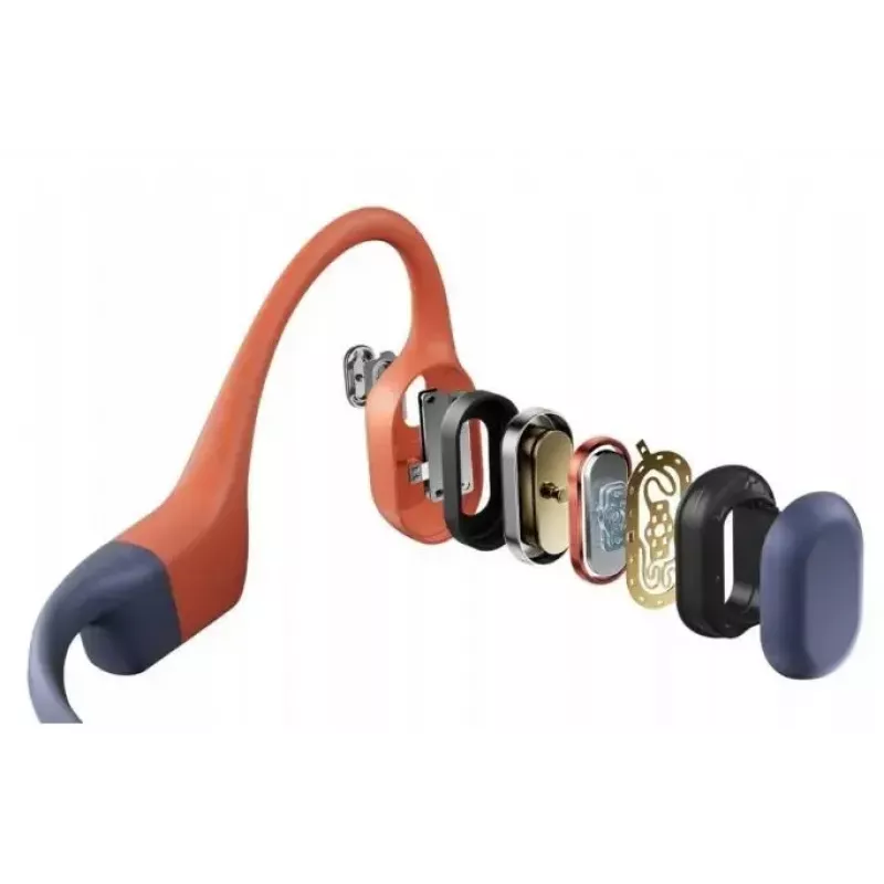 Kaulu vadītspējas austiņas Shokz OpenSwim Pro — binaurālas, IP68 ūdensnecaurlaidīgas, Bluetooth 5.2, darbības laiks līdz 9 stundām, auss āķis, sarkanas