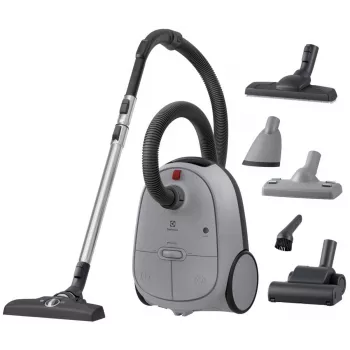 Cilindriskais putekļsūcējs Electrolux EB61A5UG — 3,5 L putekļu maiss, 750 W, 12 m rādiuss, turbo birste, nerūsējošā tērauda teleskopiskā caurule