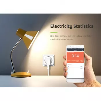 Wi‑Fi tālvadības rozete GreenBlue GB720F, F tipa spraudnis, maks. slodze 2x16A (3680W), balta