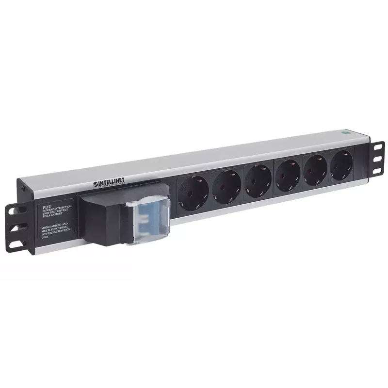 Rackmount Power Strip Intellinet 19 collas 1.5U 6-vietīgs vācu tipa