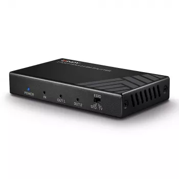 Lindy 2 Port HDMI 2.0 18G Splitter, HDMI, 2x HDMI, 3840 x 2160 pikseļi, melns, metāla, CE, FCC, RoHS, REACH, Kalifornijas 65. priekšlikums